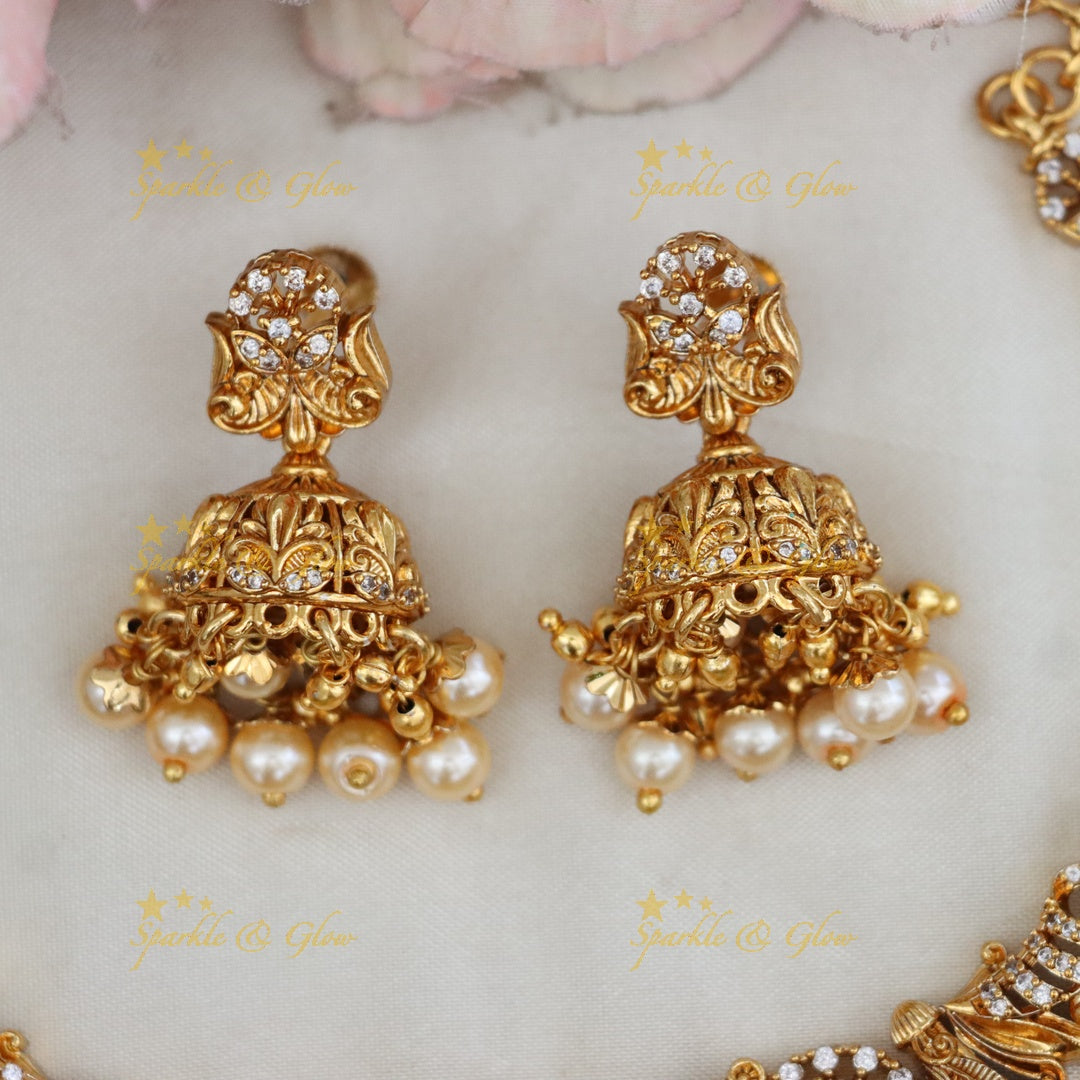 Exquisite Gold Temple Necklace Set for Weddings