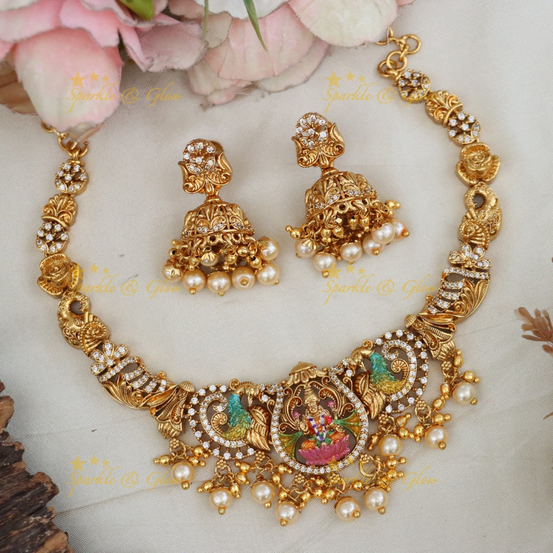 Exquisite Gold Temple Necklace Set for Weddings