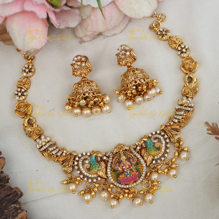 Exquisite Gold Temple Necklace Set for Weddings