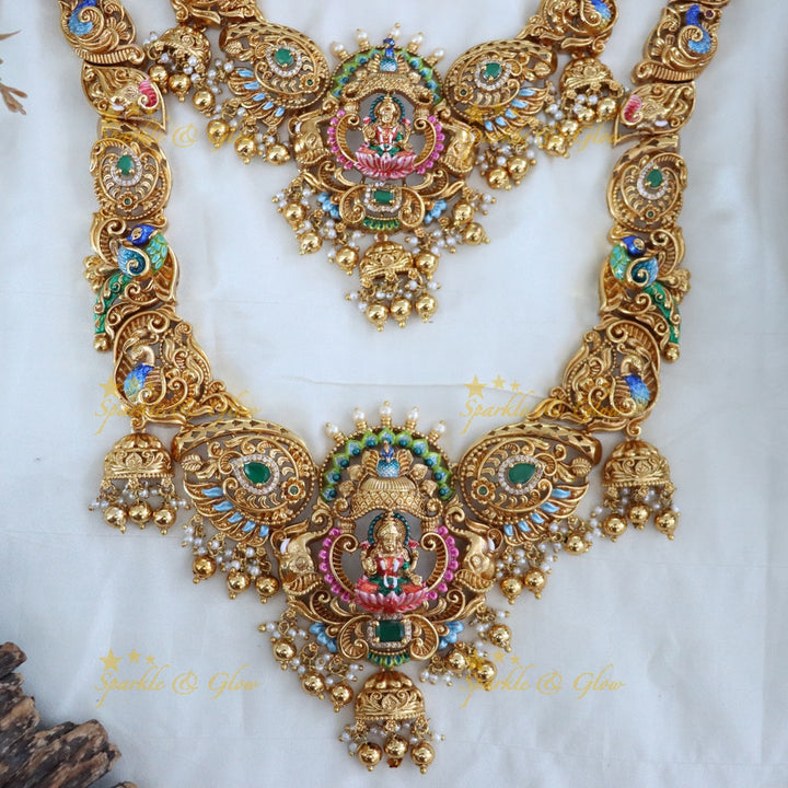 Majestic Peacock Lakshmi Temple Necklace Set Online