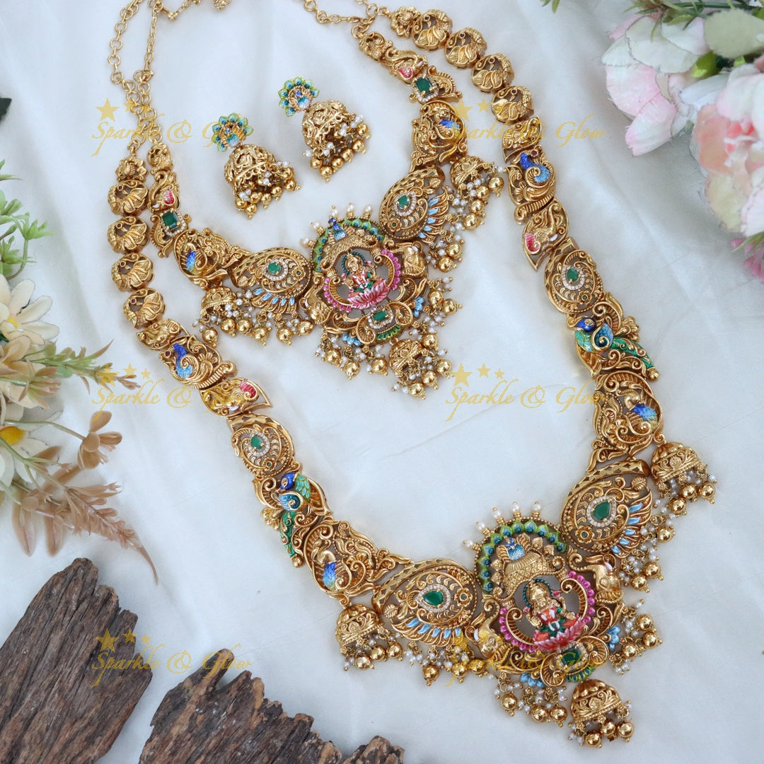 Majestic Peacock Lakshmi Temple Necklace Set Online