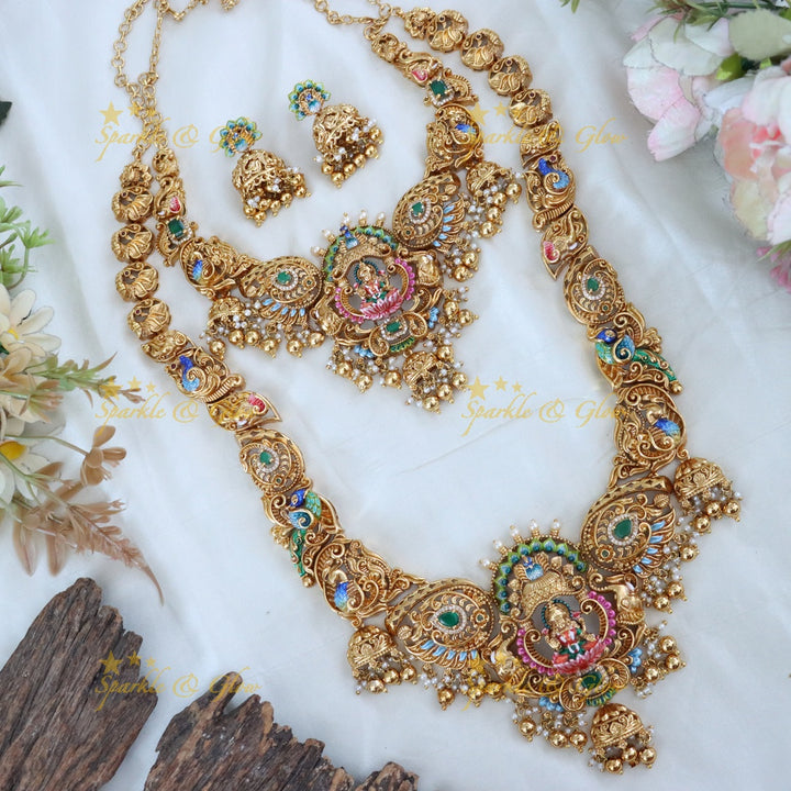 Majestic Peacock Lakshmi Temple Necklace Set Online