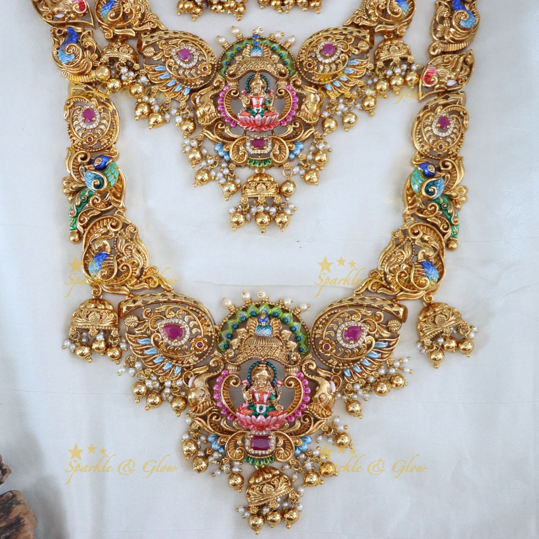Majestic Peacock Lakshmi Temple Necklace Set Online