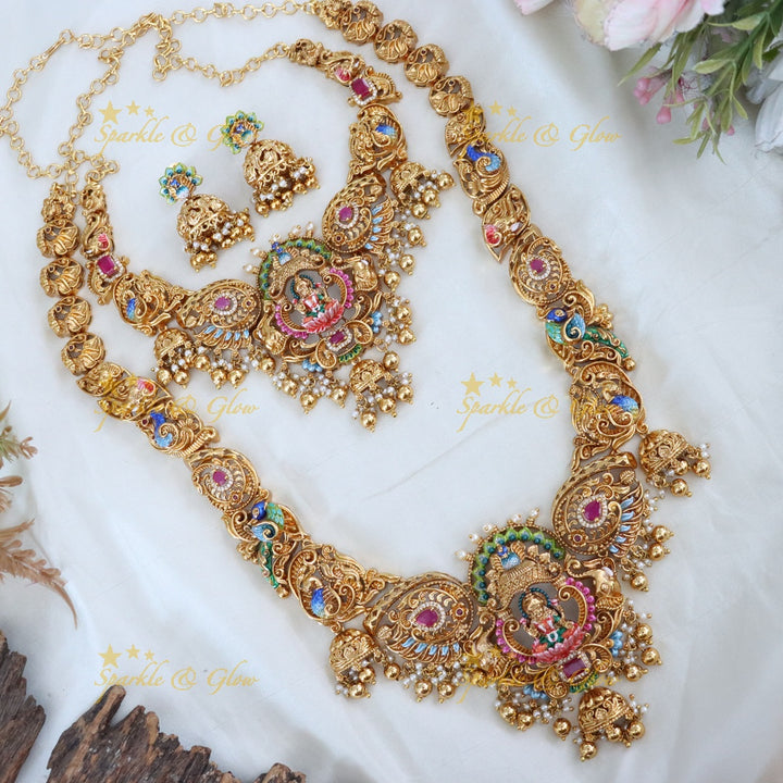 Majestic Peacock Lakshmi Temple Necklace Set Online