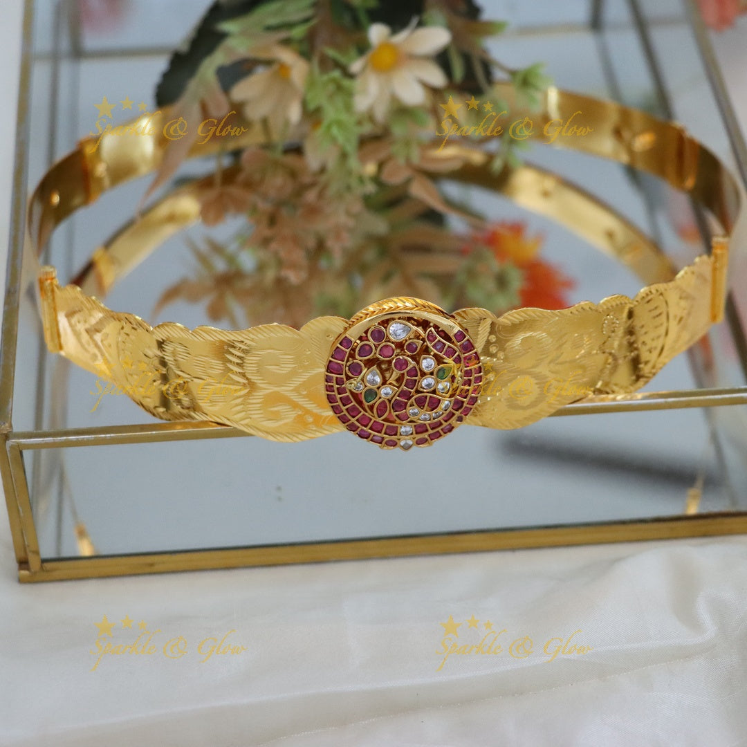 Exquisite Gold-Plated Hip Belt with Ruby Accents- kids hipbelt