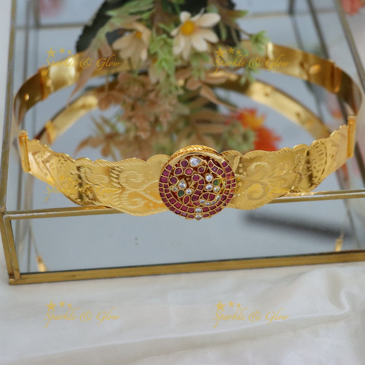 Exquisite Gold-Plated Hip Belt with Ruby Accents- kids hipbelt