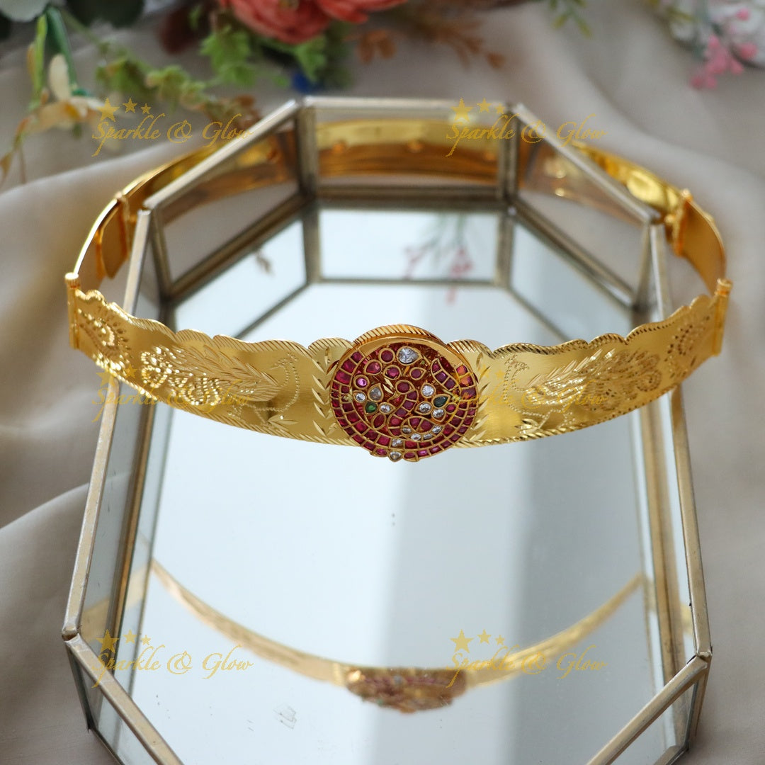 Exquisite Gold-Plated Hip Belt with Ruby Accents- kids hipbelt