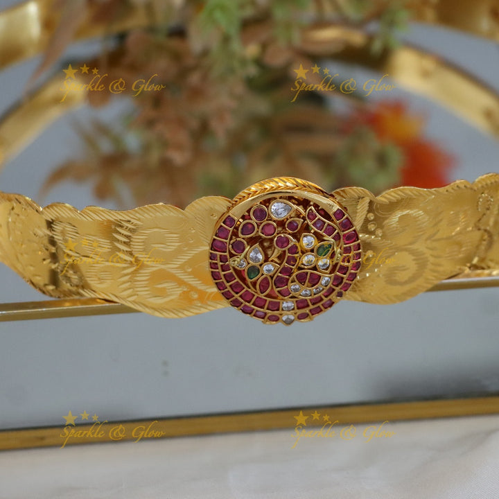 Exquisite Gold-Plated Hip Belt with Ruby Accents- kids hipbelt