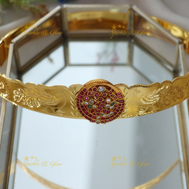 Exquisite Gold-Plated Hip Belt with Ruby Accents- kids hipbelt