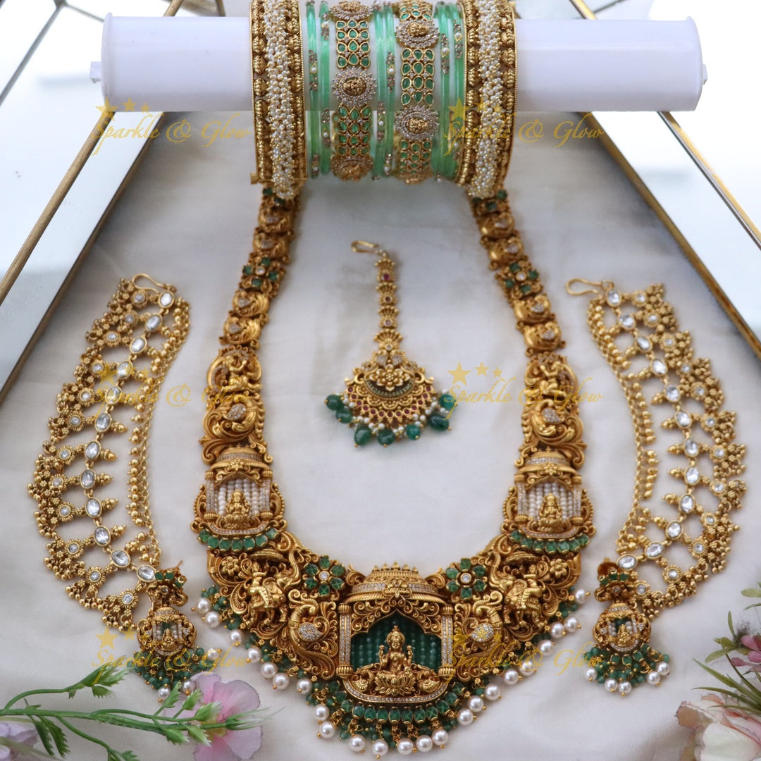 Exquisite Lakshmi Peacock Semi Bridal Jewelry Set