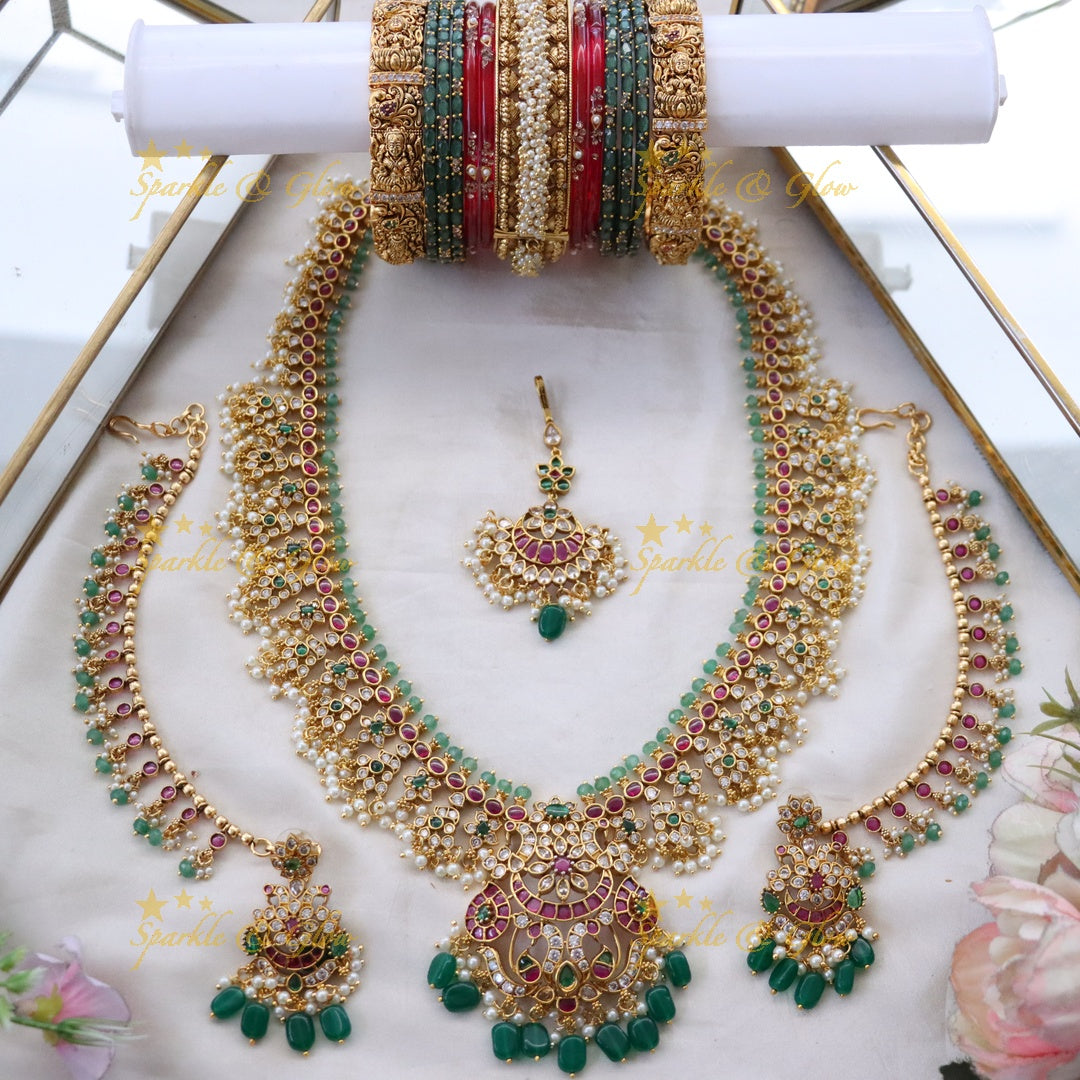 Exquisite Lakshmi Peacock Semi Bridal Jewellery Set