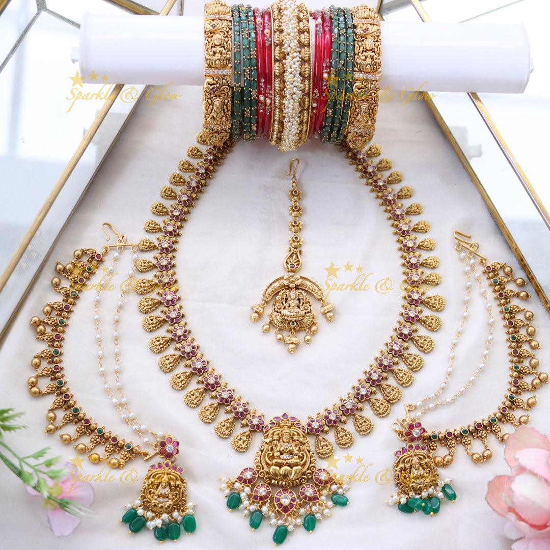 Exquisite Lakshmi Peacock Semi Bridal Jewellery Set