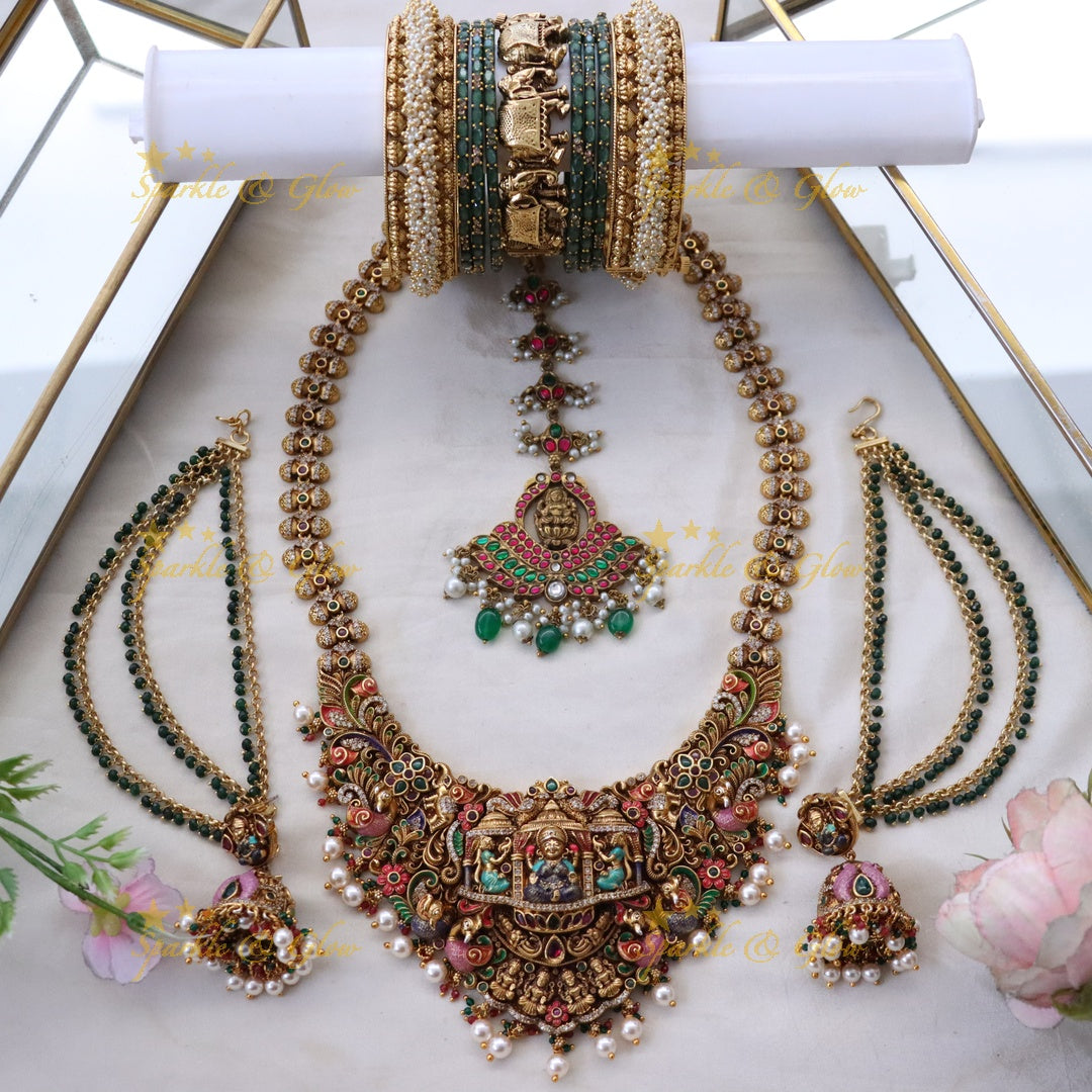 Exquisite Radiant Lakshmi Temple Semi Bridal Set