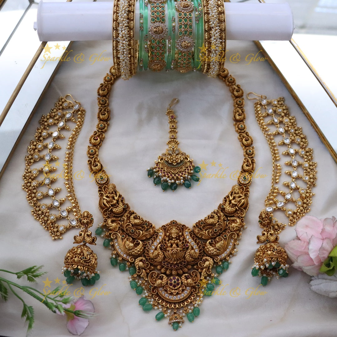 Exquisite Lakshmi Temple Jewellery Semi Bridal Set
