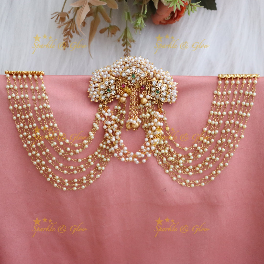Majestic Pearl Peacock Earrings with Elegant Chains