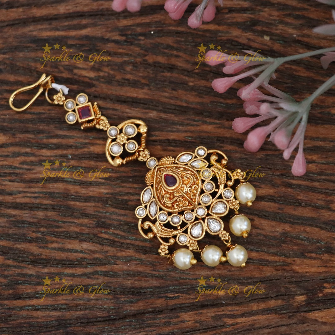 Stunning Festive Gold Plated Maang Tikka for Elegance