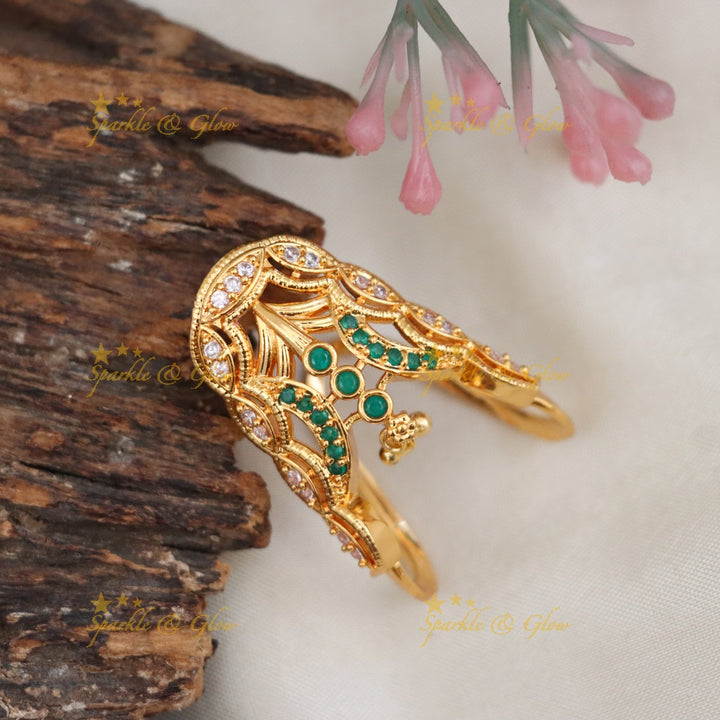 Elegant Gold-Plated Ring with Ruby Highlights
