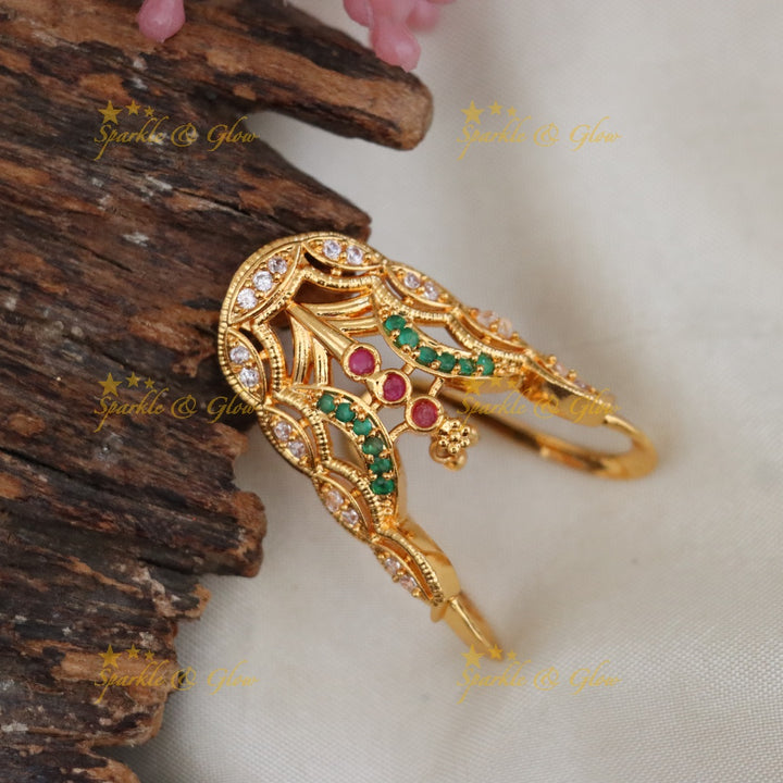 Elegant Gold-Plated Ring with Ruby Highlights