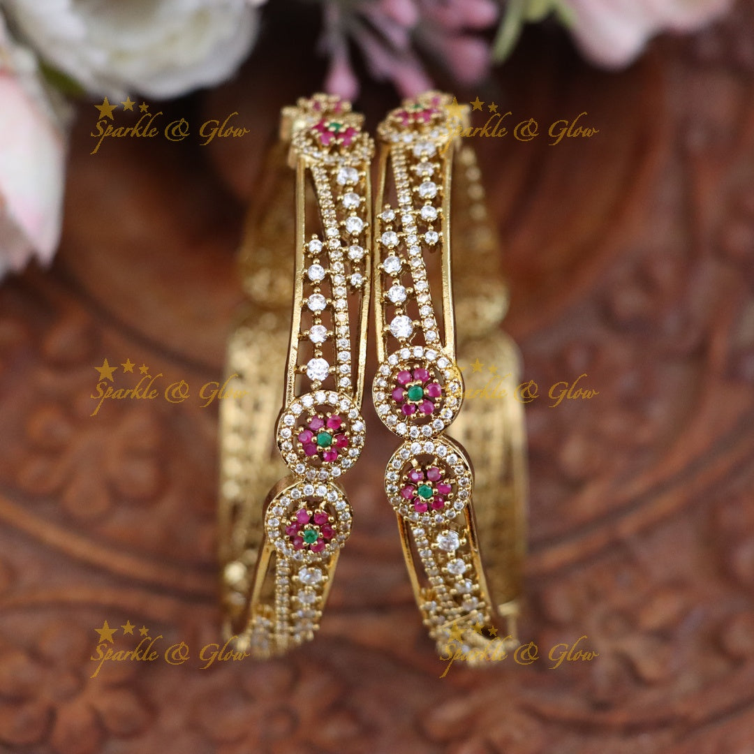 Stunning Ruby Gold Bridal Bangles - Sparkle & Glow