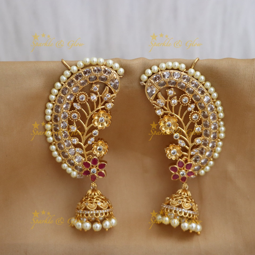 Elegant Gold-Plated Paisley Jhumka Earrings for Weddings