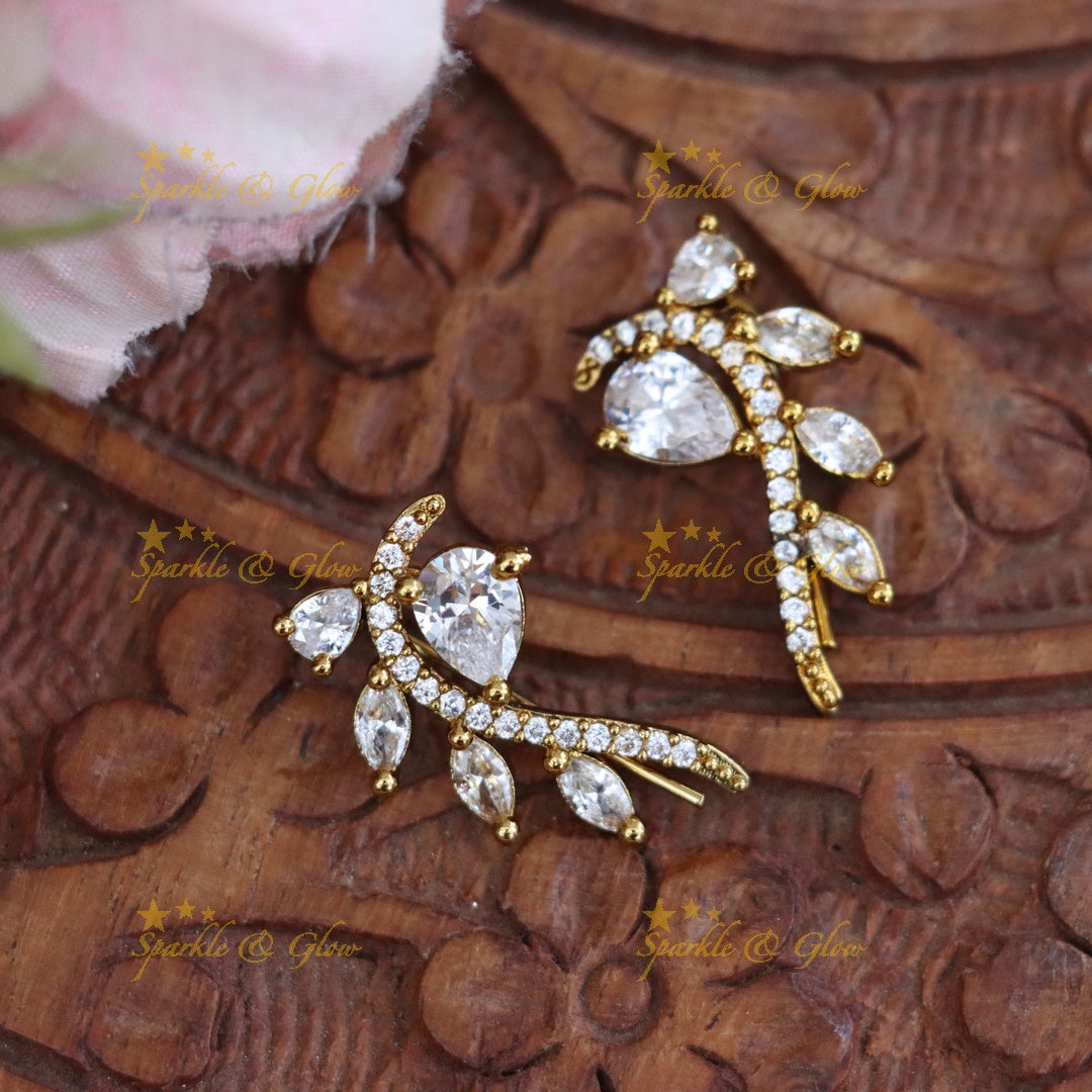 Elegant Gold-Plated Crystal Ear Cuffs for Special Occasions