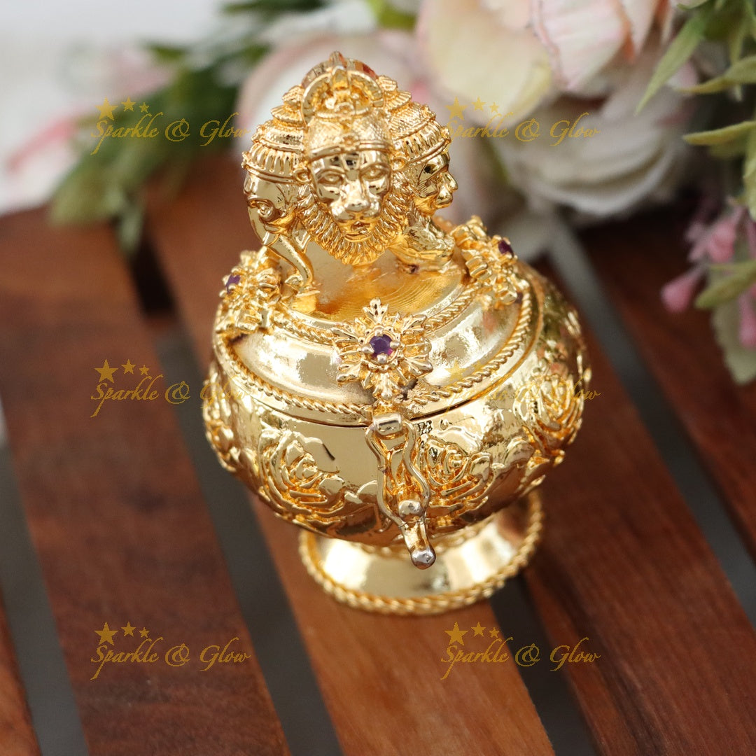Exquisite Gold-Plated Kumkum Box for Special Occasions