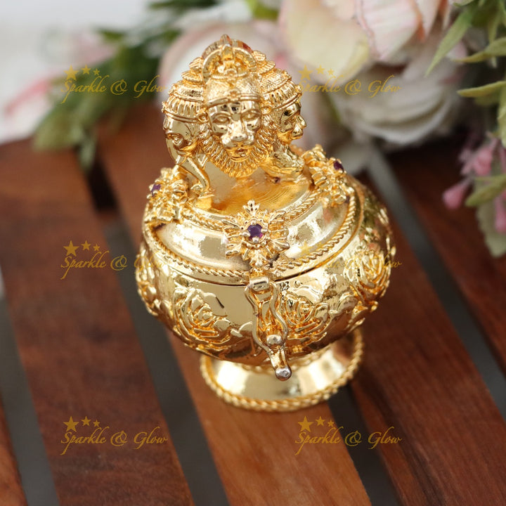 Exquisite Gold-Plated Kumkum Box for Special Occasions