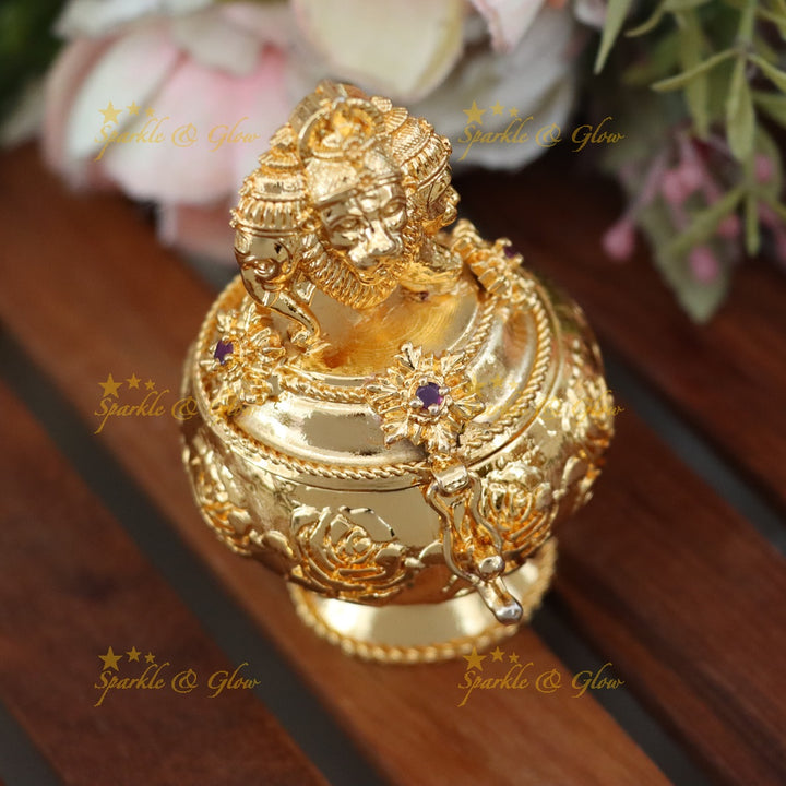Exquisite Gold-Plated Kumkum Box for Special Occasions