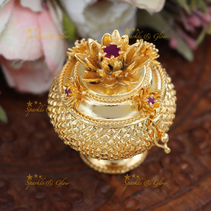 Exquisite Gold Kumkum Box for Weddings & Festivals