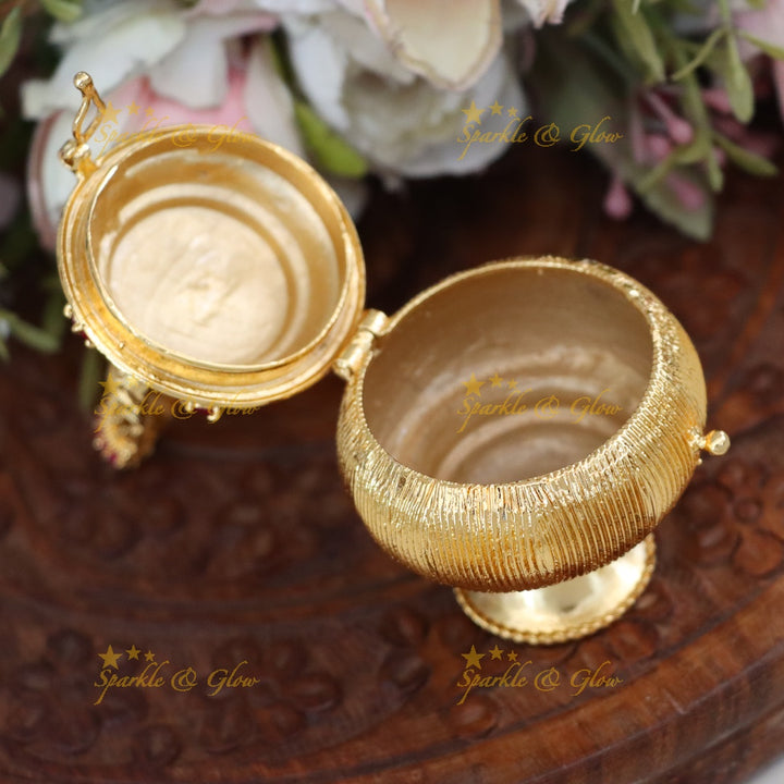 Temple Gold Kumkum Box for Festive Elegance | New Arrival