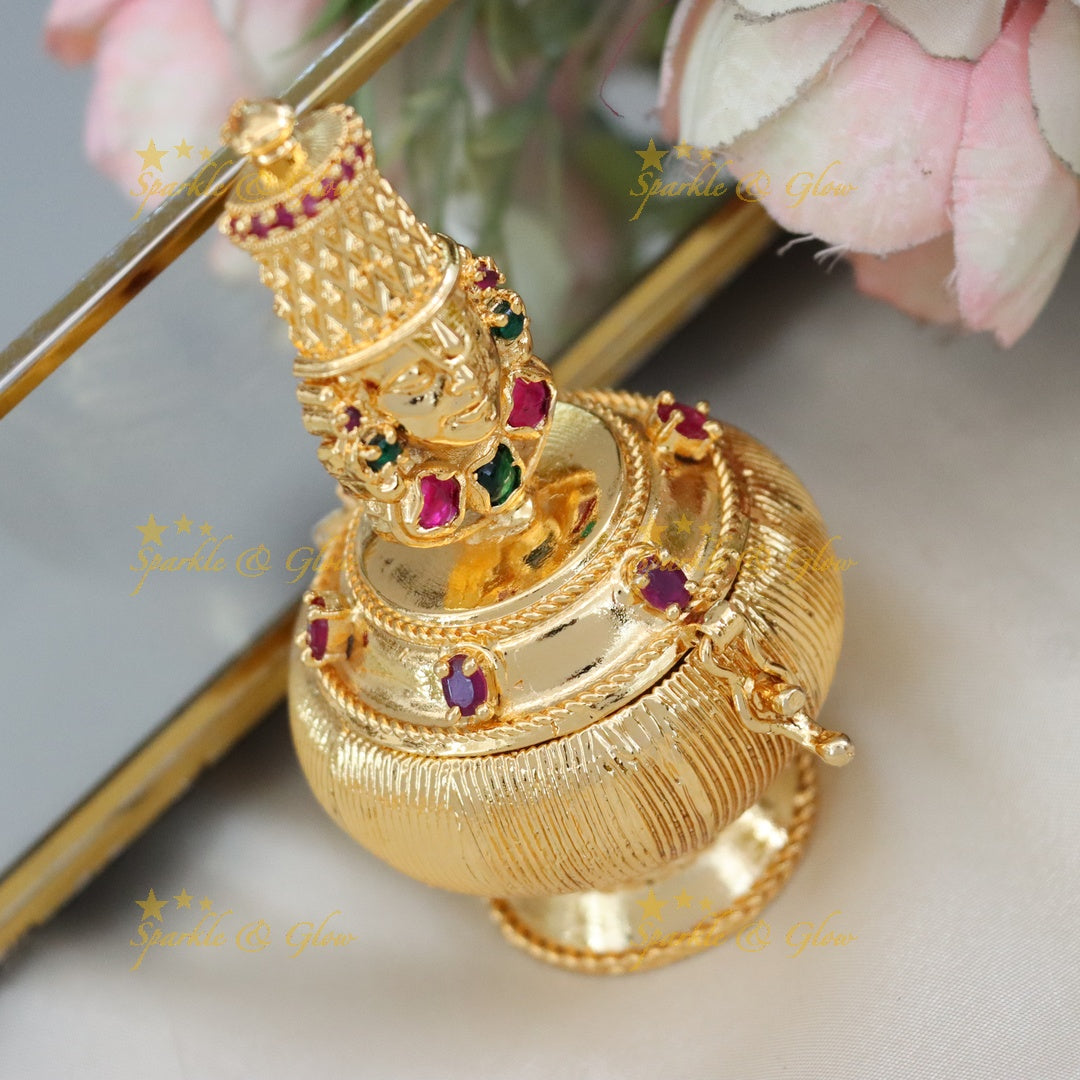 Temple Gold Kumkum Box for Festive Elegance | New Arrival