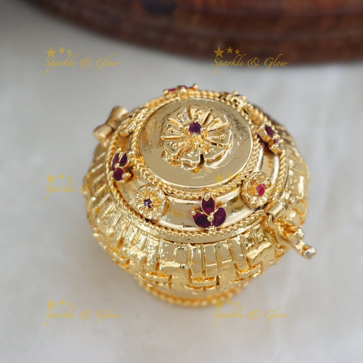 Exquisite Gold Kumkum Box for Weddings & Festivities