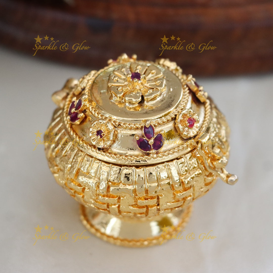 Exquisite Gold Kumkum Box for Weddings & Festivities