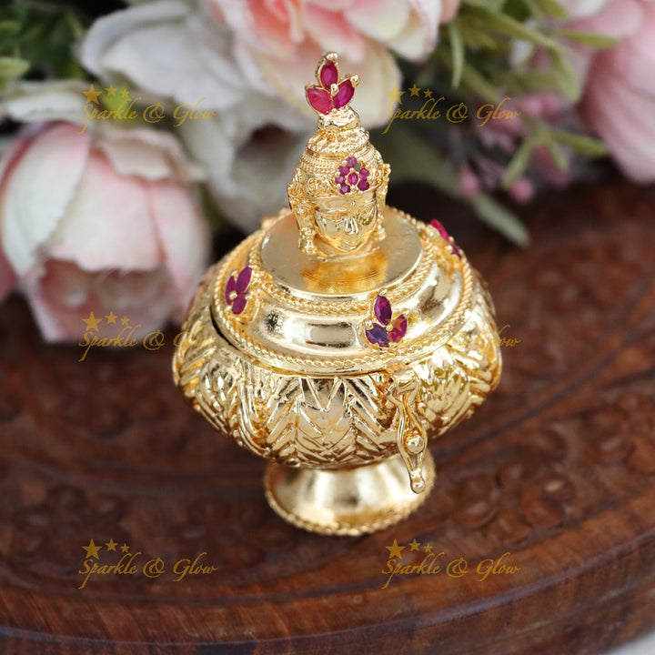 Exquisite Gold-Plated Kumkum Box for Festive Celebrations