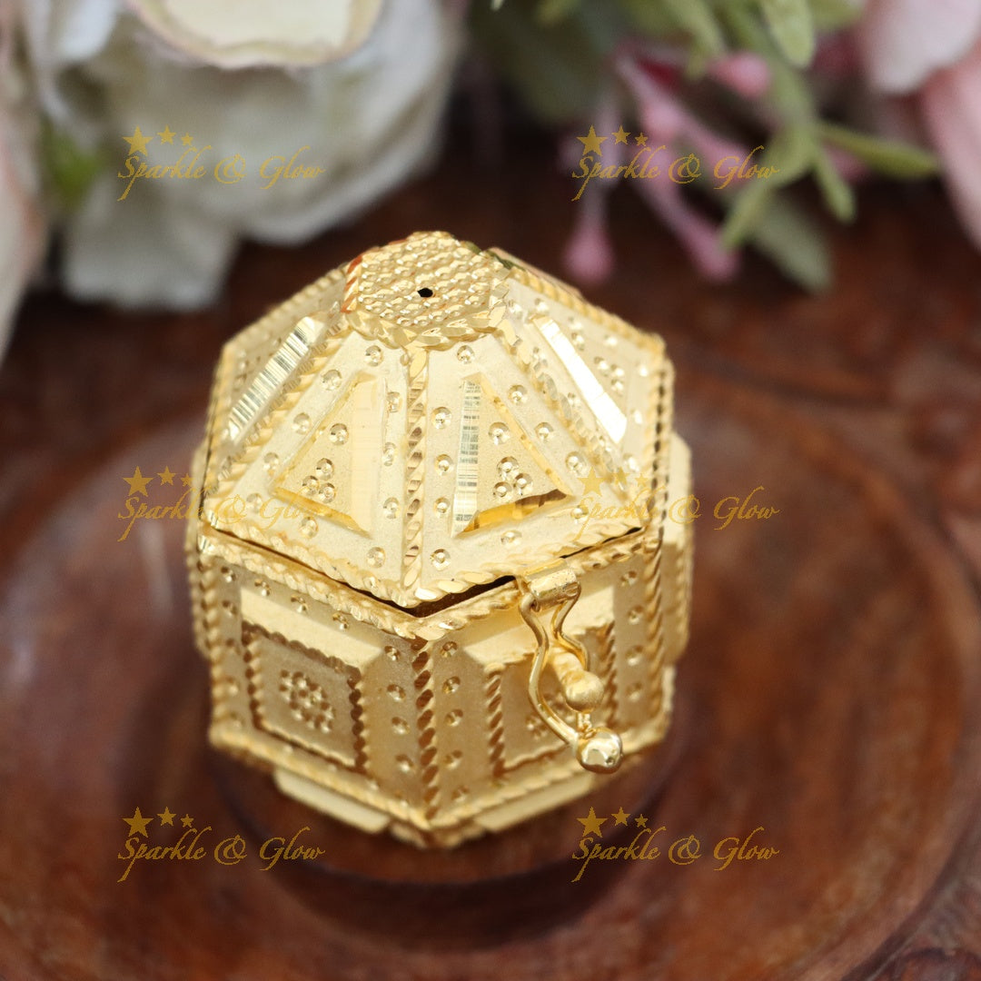 Celebrate with Festive Gold Kumkum Box