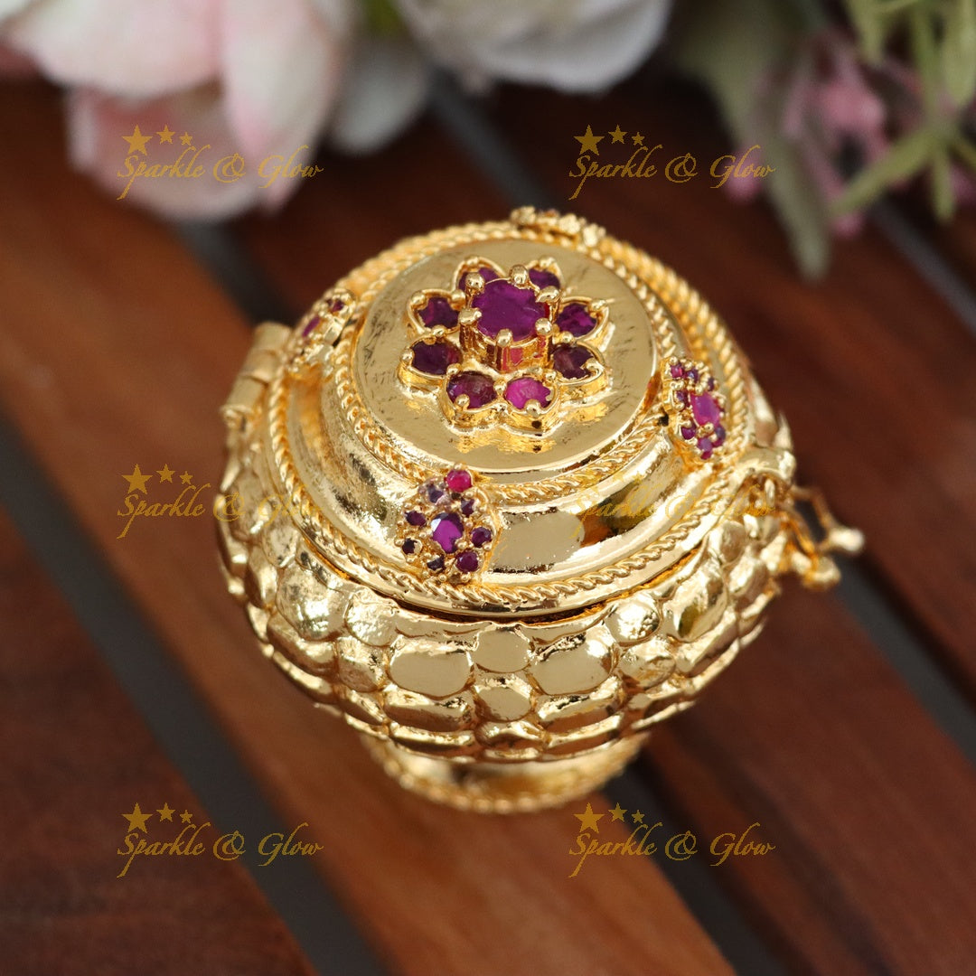 Traditional Gold Kumkum Box for Weddings & Festive Occasions