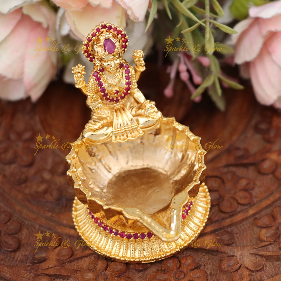 Exquisite Gold Kumkum Box - Deepam Collection