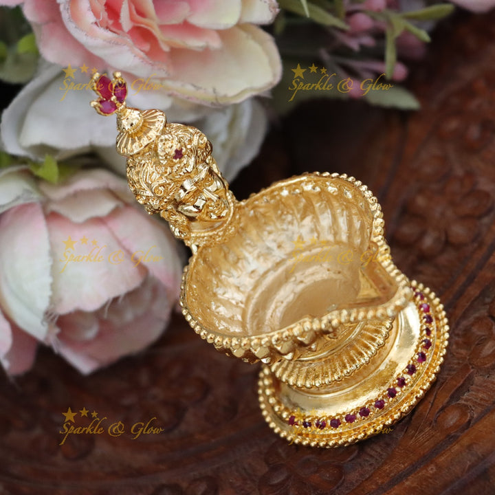Exquisite Deepam Gold Kumkum Box - Perfect for Traditions