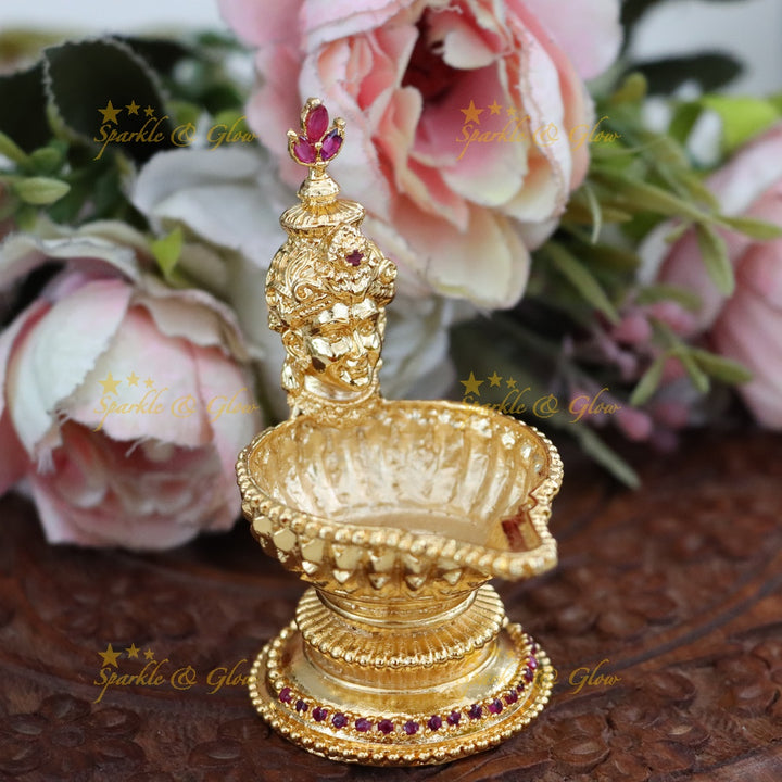 Exquisite Deepam Gold Kumkum Box - Perfect for Traditions