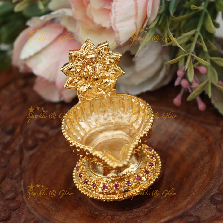 Exquisite Gold Temple Deepam for Festive Celebrations