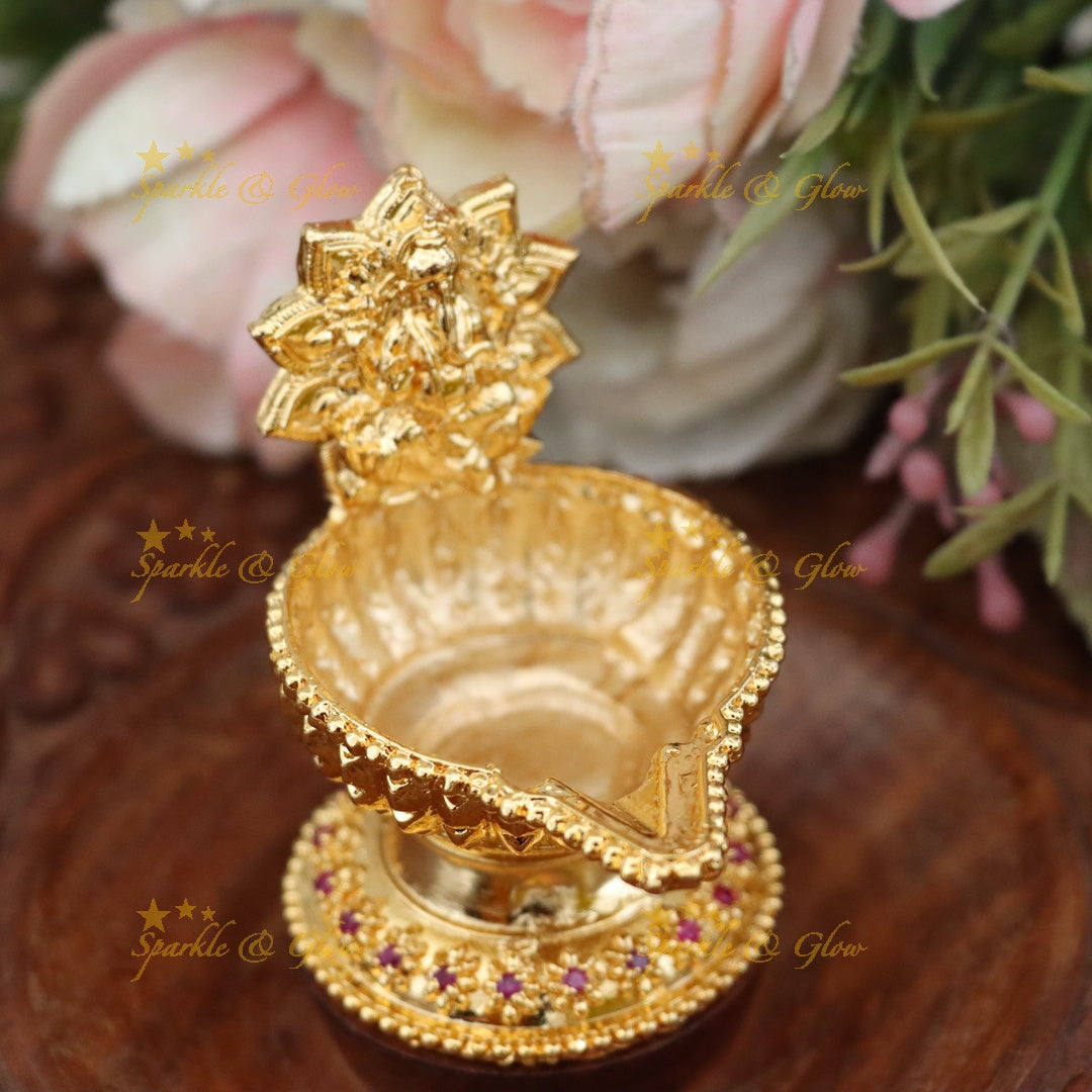 Exquisite Gold Temple Deepam for Festive Celebrations