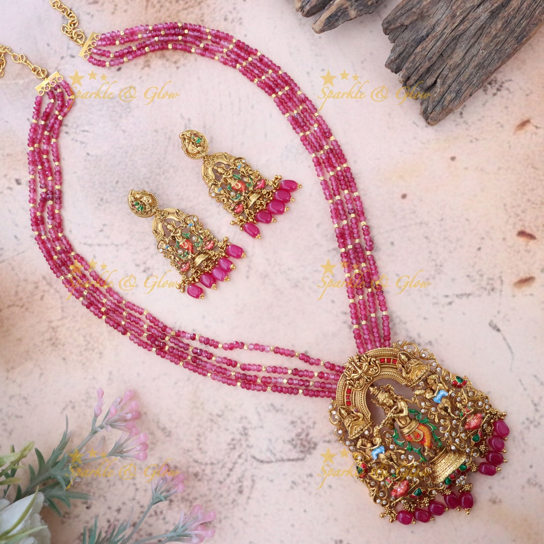 Exquisite Meenakari Temple Necklace Set – Sparkle & Glow