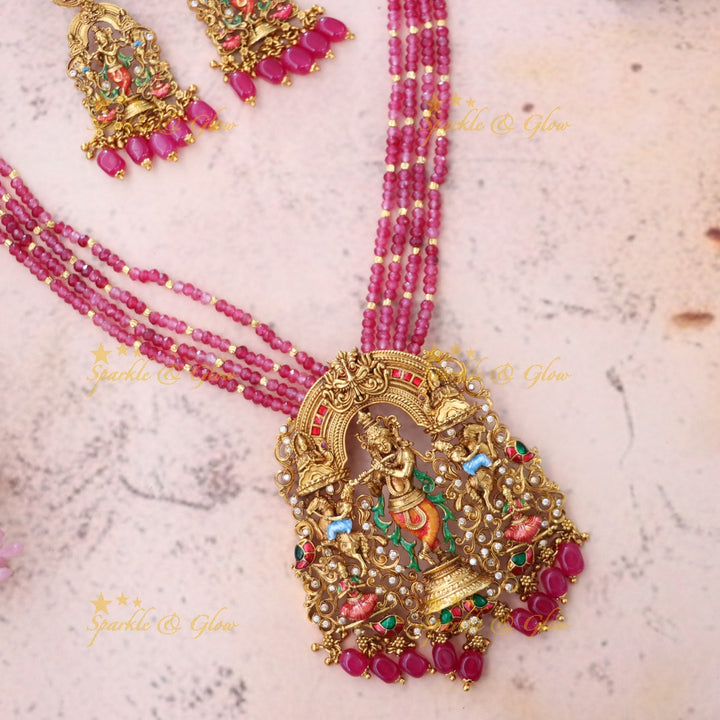 Exquisite Meenakari Temple Necklace Set – Sparkle & Glow