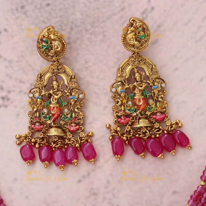 Exquisite Meenakari Temple Necklace Set – Sparkle & Glow