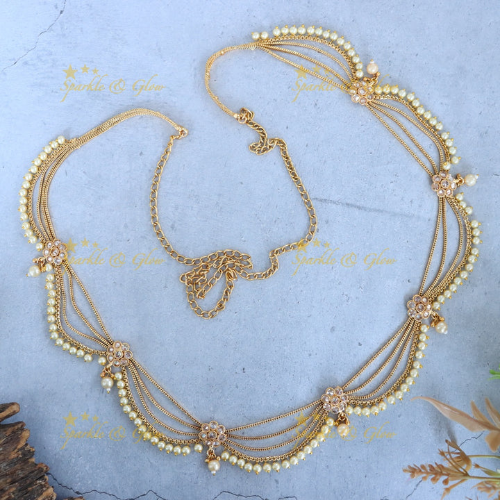 Elegant Gold-Plated Pearl Hip Chain for Weddings