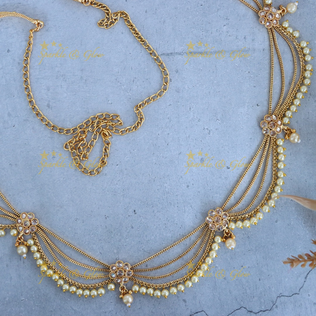 Elegant Gold-Plated Pearl Hip Chain for Weddings
