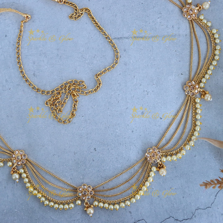 Elegant Gold-Plated Pearl Hip Chain for Weddings