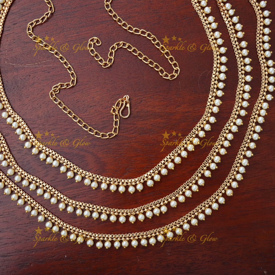 Elegant Gold & Pearl Hip Chain for Weddings & Festivities