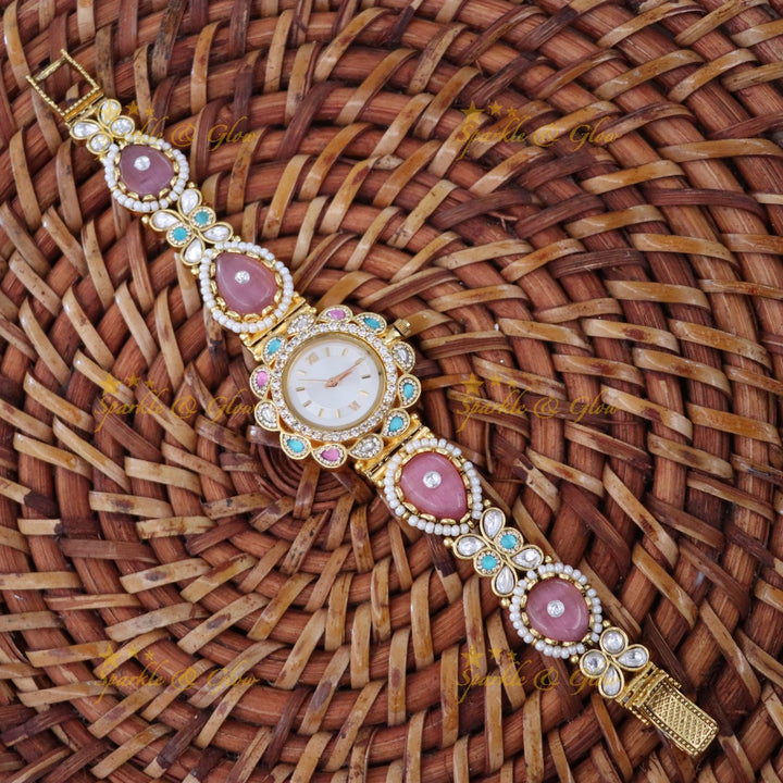 Exquisite Heritage Gold Gemstone Bridal Watch