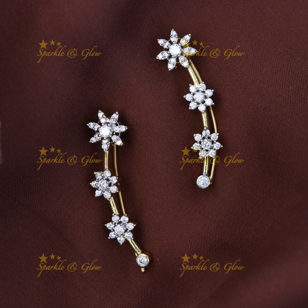 Dazzling Gold Floral Earcuffs for Festive Celebrations